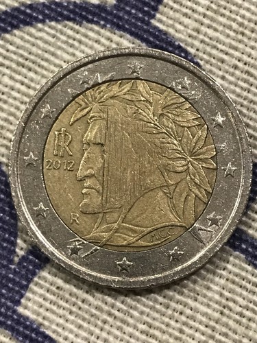 Moneta euro di dante - da, 2